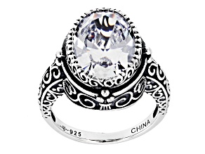 Pre-Owned White Cubic Zirconia Rhodium Over Sterling Silver Ring 9.38ctw