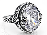Pre-Owned White Cubic Zirconia Rhodium Over Sterling Silver Ring 9.38ctw