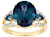Pre-Owned Womens Solitaire Ring Created Alexandrite White Diamond 6.50ctw 10k Gold