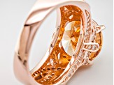 Pre-Owned Champagne And White Cubic Zirconia 18k Rose Gold Over Silver Ring