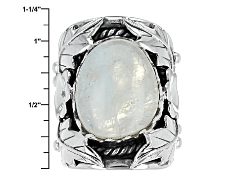 Pre-Owned White Rainbow Moonstone Sterling Silver Ring