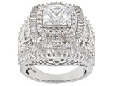 Pre-Owned White Cubic Zirconia Rhodium Over Sterling Silver Ring 9.60ctw