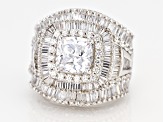 Pre-Owned White Cubic Zirconia Rhodium Over Sterling Silver Ring 9.60ctw