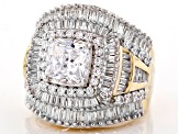 Pre-Owned White Cubic Zirconia 18K Yellow Gold Over Sterling Silver Ring 9.60ctw