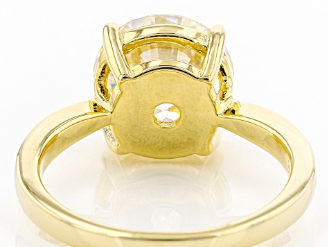 Pre-Owned Strontium Titanate 18k yellow gold over silver solitaire ring