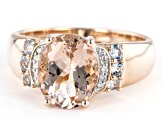 Pre-Owned Womens Ring Pink Morganite Blue Aquamarine Diamond 10k Rose Gold