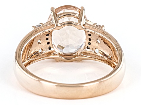 Pre-Owned Womens Ring Pink Morganite Blue Aquamarine Diamond 10k Rose Gold