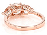 Pre-Owned Moissanite Fire™ 1.20ct DEW With .83ctw Morganite 14k Rose Gold Over Sterling Silver Ring