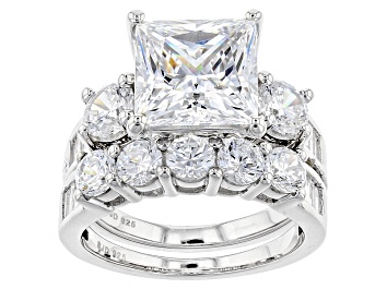 Picture of Pre-Owned White Cubic Zirconia Rhodium Over Sterling Silver Ring With Band 14.72ctw
