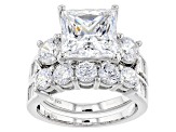 Pre-Owned White Cubic Zirconia Rhodium Over Sterling Silver Ring With Band 14.72ctw