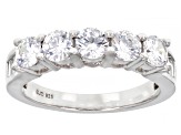 Pre-Owned White Cubic Zirconia Rhodium Over Sterling Silver Ring With Band 14.72ctw