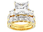 Pre-Owned White Cubic Zirconia 18k Yellow Gold Over Silver Ring With Band 14.72ctw