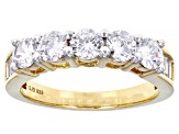 Pre-Owned White Cubic Zirconia 18k Yellow Gold Over Silver Ring With Band 14.72ctw