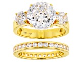 Pre-Owned White Cubic Zirconia 18k Yellow Gold Over Sterling Silver Ring 9.70ctw