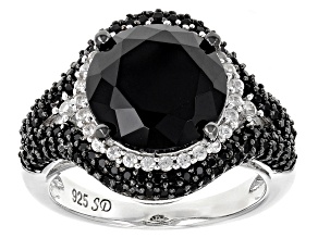 Pre-Owned Black Spinel Sterling Silver Ring 6.72ctw