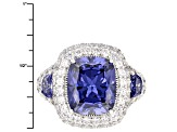 Pre-Owned Blue And White Cubic Zirconia Platineve Ring 15.18ctw