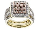 Pre-Owned Champagne And White Diamond 10k Yellow Gold Ring 2.00ctw