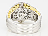 Pre-Owned Yellow And White Cubic Zirconia Platineve & 18k Yellow Gold Over Silver Ring 5.66ctw