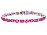 Pre-Owned Pink Lab Created Sapphire Sterling Silver Bracelet 28.50ctw