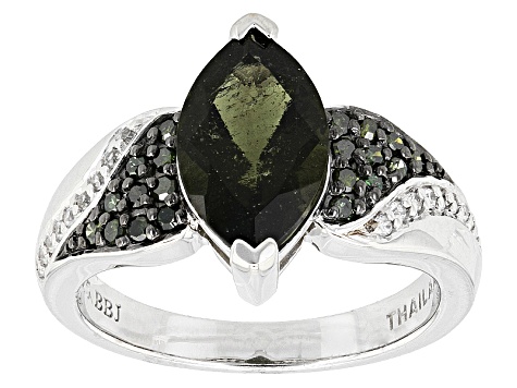 Pre-Owned Green Moldavite Sterling Silver Ring 1.65ctw