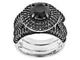 Pre-Owned Black Spinel Sterling Silver 3 Ring Set 4.78ctw