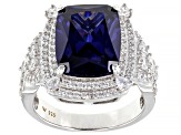 Pre-Owned Blue And White Cubic Zirconia Silver Ring 15.69ctw