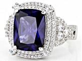 Pre-Owned Blue And White Cubic Zirconia Silver Ring 15.69ctw