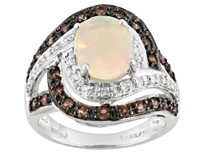 Pre-Owned Multi Color Ethiopian Opal Sterling Silver Ring 1.28ctw