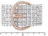 Pre-Owned White Cubic Zirconia Silver And 18k Rose Gold Over Sterling Silver Ring 5.16ctw