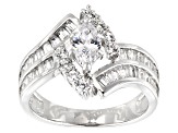 Pre-Owned White Cubic Zirconia Rhodium Over Silver Ring 2.38ctw
