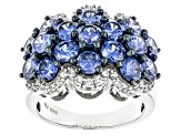 Pre-Owned Blue And White Cubic Zirconia Silver Ring 8.20ctw