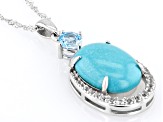 Pre-Owned Blue Sleeping Beauty Turquoise Sterling Silver Pendant With Chain .90ctw