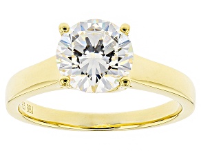 Pre-Owned White Strontium Titanate 18k Gold Over Silver Ring 2.55ct