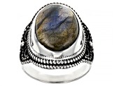 Pre-Owned Gray Labradorite Sterling Silver Ring