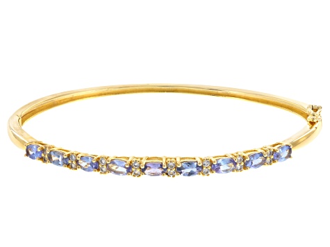 Pre-Owned Blue Tanzanite 18k Gold Over Silver Bangle Bracelet 1.88ctw