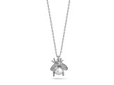 Sterling Statements Rhodium Over Sterling Silver Freshwater Pearl CZ Dainty 3D Bee Necklace