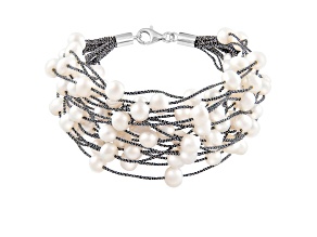 5-6mm White Freshwater Pearl SIlver Bracelet