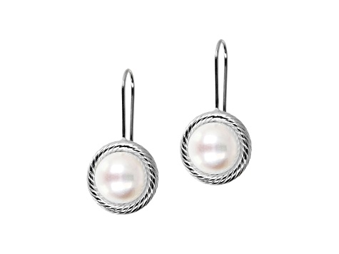 Cultured Freshwater Pearl 14K White Gold Button Earrings