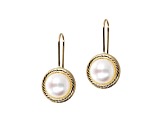 Cultured Freshwater Pearl 14K Yellow Gold Button Earrings