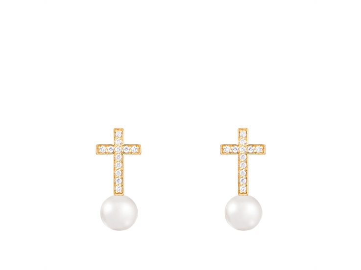 White Cultured Freshwater Pearl 14k Yellow Gold Earrings 6-6.5mm