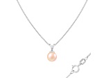 7-7.5mm Drop Pink Cultured Freshwater Pearl Rhodium Over Sterling Silver Pendant