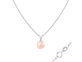 7-7.5mm Drop Pink Cultured Freshwater Pearl Rhodium Over Sterling Silver Pendant