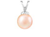 7-7.5mm Drop Pink Cultured Freshwater Pearl Rhodium Over Sterling Silver Pendant