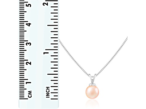 7-7.5mm Drop Pink Cultured Freshwater Pearl Rhodium Over Sterling Silver Pendant