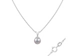 7-7.5mm Drop Gray Cultured Freshwater Pearl Rhodium Over Sterling Silver Pendant