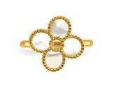 14K Yellow Gold Mother of Pearl Flower Ring