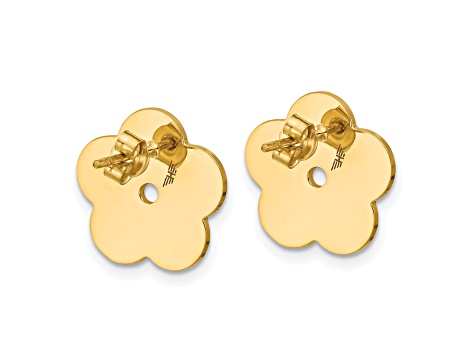 14K Yellow Gold Mother of Pearl Flower Post Earrings