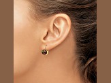 14K Yellow Gold 6-7mm Black Button Freshwater Cultured Pearl Leverback Earrings