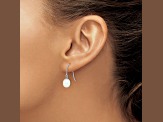 Rhodium Over Sterling Silver  Polished Diamond-cut 6-7mm Freshwater Cultured Pearl Dangle Earrings