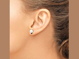 14K Yellow Gold 7-7.5mm White Round Freshwater Cultured Pearl Sapphire Post Earrings